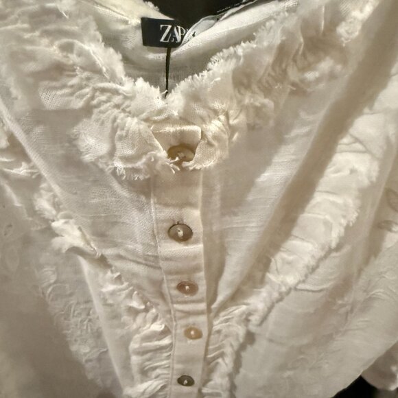 Zara EMBROIDERED COTTON GAUZE TOP Size Small - Picture 3 of 8